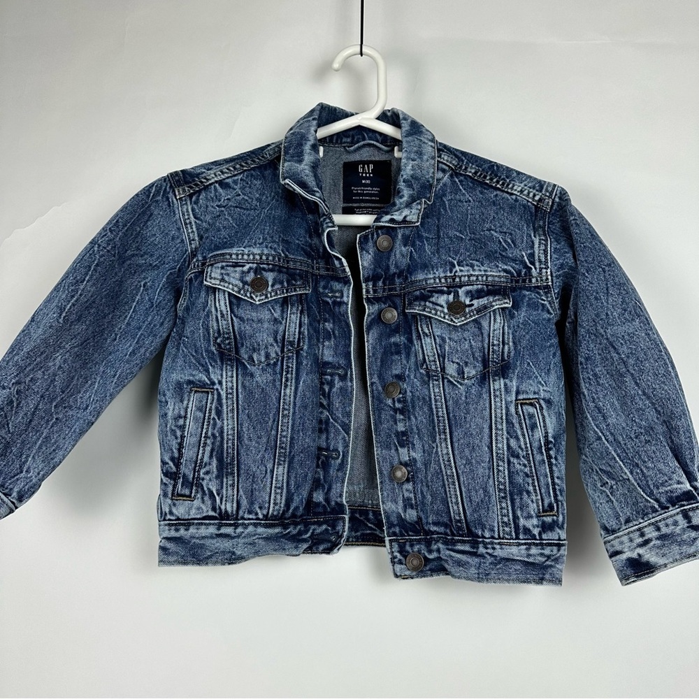 Gap kids/teen blue acid wash denim jacket - size 8